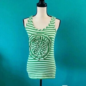 Kate Spade New York Size Xs Green and White Striped Tank Top